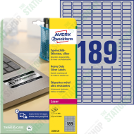 AVERY ZWECKFORM SILVER HEAVY DUTY LASER LABELS L6008-20