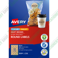 AVERY BROWN KRAFT ROUND LABELS L7106-15